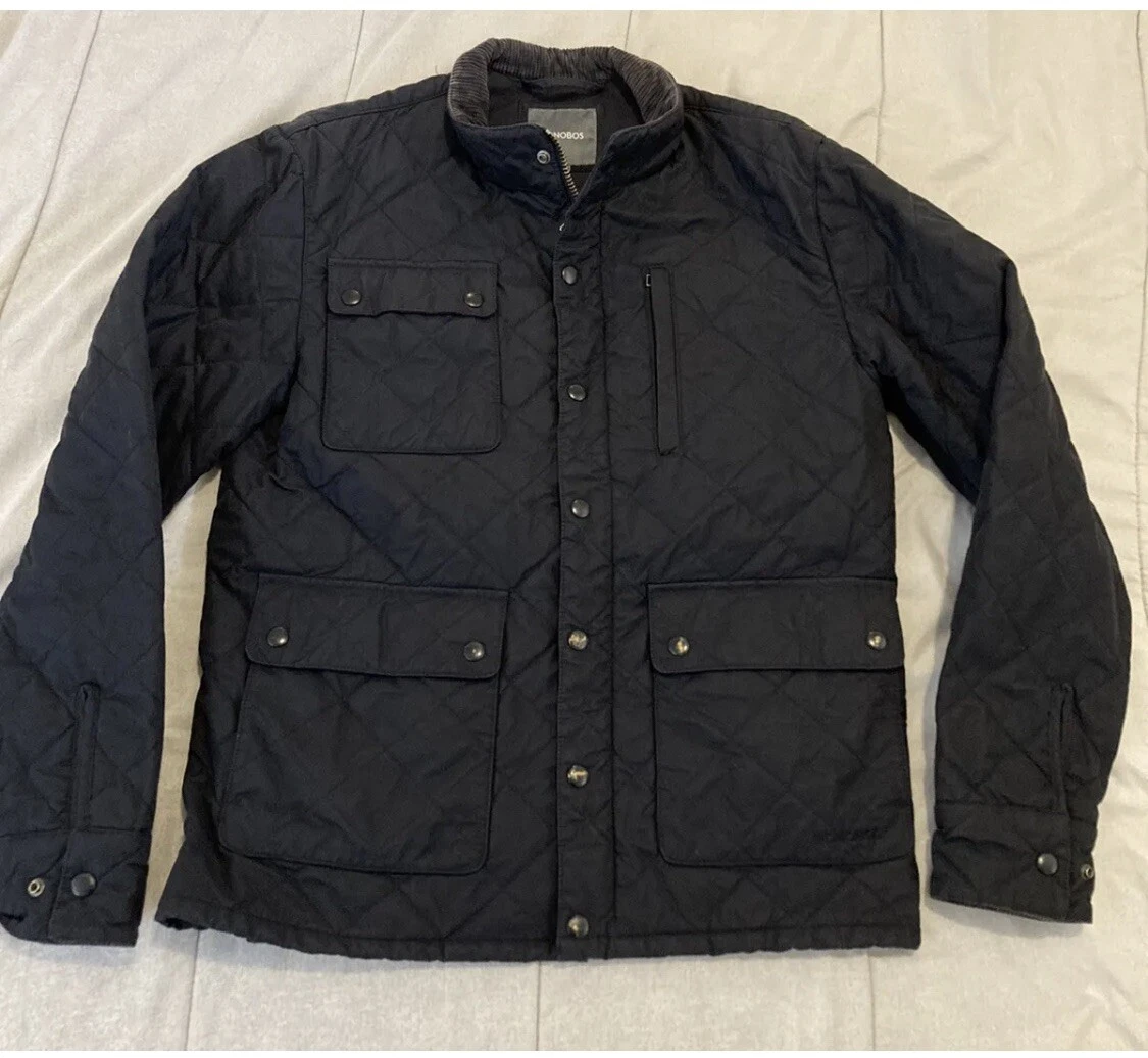 Bonobos Banff Dark Blue black Quilted Zip Up Jacket Size Small