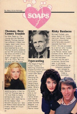 1984 SOAP OPERA ARTICLE~MELODY THOMAS DEHL BERTI MICHAEL CORBETT LISA PELUSO