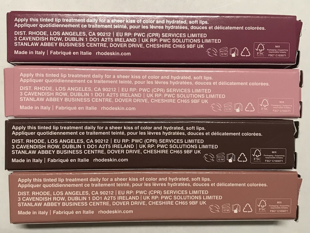SET OF 4) Rhode Peptide Lip Tint Raspberry Jelly, Espresso, Toast