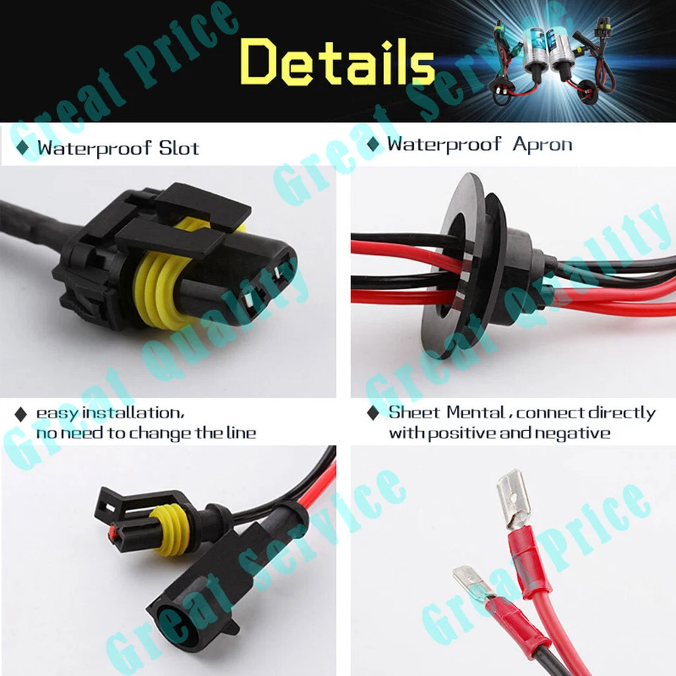 H1 H4 H7 H8 H9 H11 9005 9006 55W 12V HID Xenon Headlight Bulbs Kit 4300K~12000K - Image 3 of 4