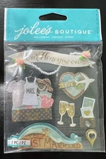 Jolee's 3D Stickers Honeymoon Suitcase Mr Mrs Shirts Pearls Just Married