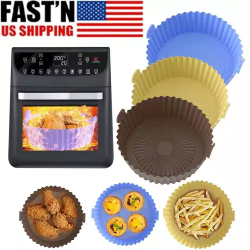 5.7" Air Fryer Silicone Pot Basket Tray Non-Stick Reusable Round Baking Tray Mat