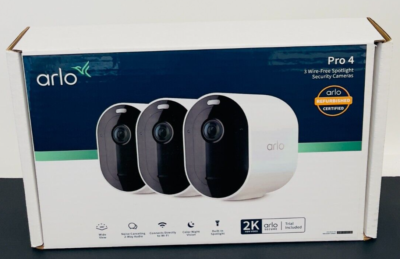 Arlo VMC4350P-100NAR Pro 4 Spotlight Camera 3 Pack, NEW | eBay