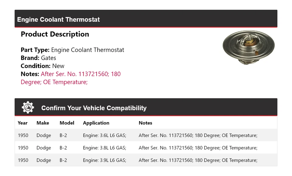 Puertas termostato refrigerante motor Dodge B-2 1950 Foto 2 de 4