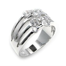 6X197 - High-Polished 925 Sterling Silver Ring with AAA Grade CZ in Clear