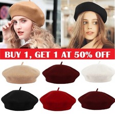 Women's Wool Blend Fashion Classic French Style Berets Hat Tam Beanie Slouch Cap