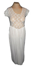 New Night Gown, Gloria Vanderbilt White Sheer-Lace-bodice Stretch Retro Bridal S