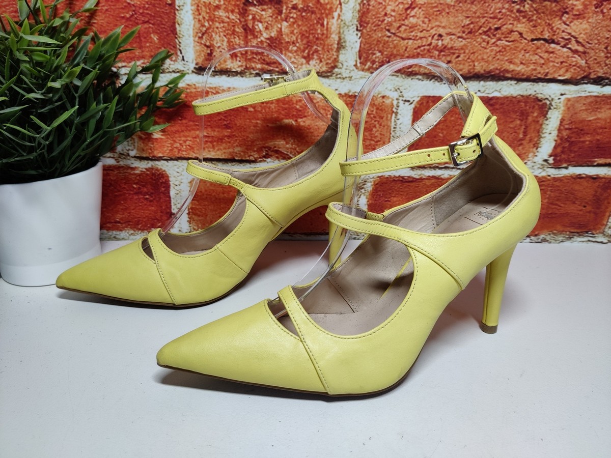 NEW WOMENS M&S INSOLIA UK DAEK OCHRE HIGH HEEL ANKLE STRAP