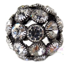 Rhinestone Ball Bead Round Black Round Medium 30mm dia DIY Jewelry Making 1"