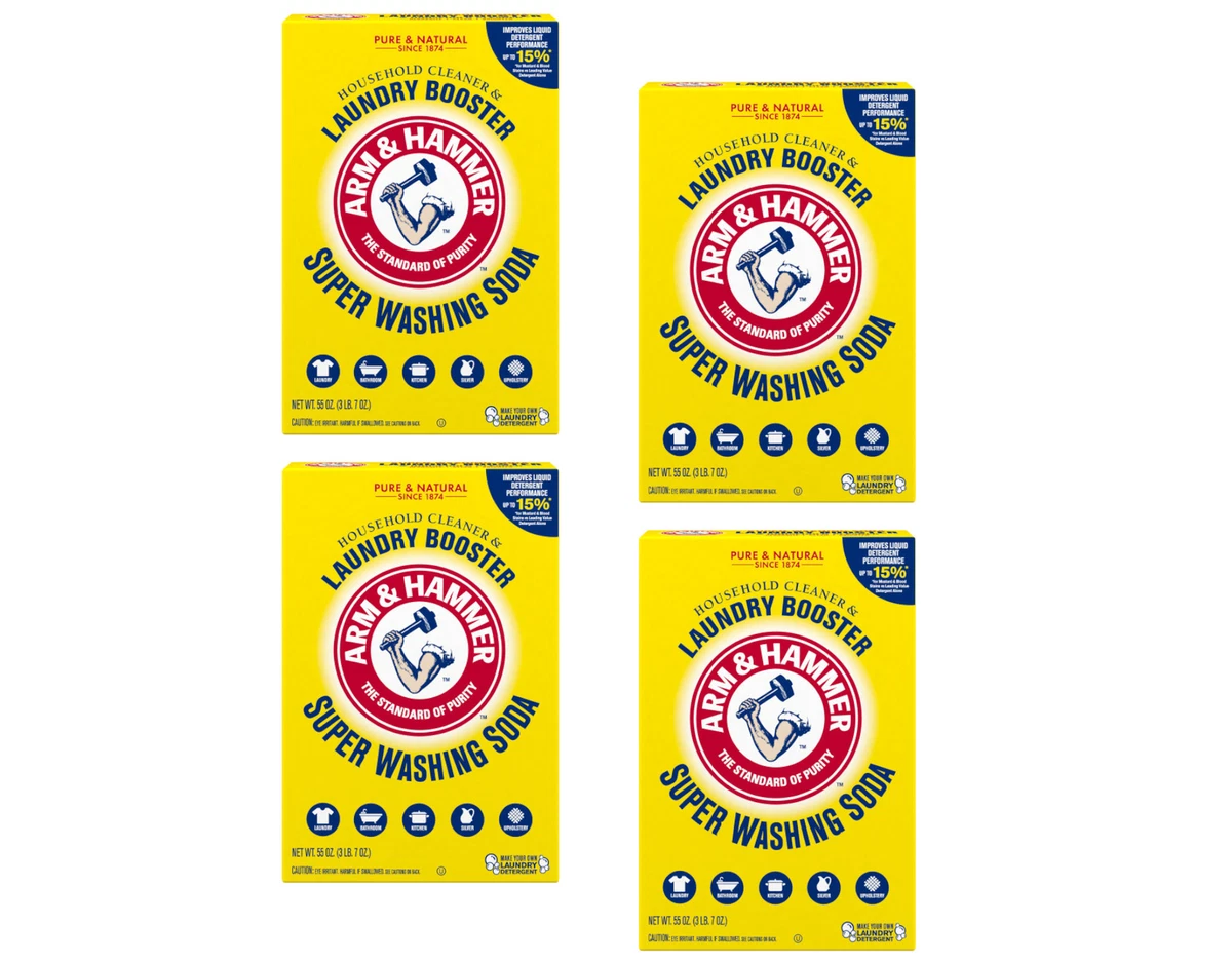 Arm & Hammer Super Washing Soda Laundry Booster, 55oz. - Pack of 4  33200030201