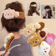-Plush Pudding Bear Large Duckbill Hairpin for Women
