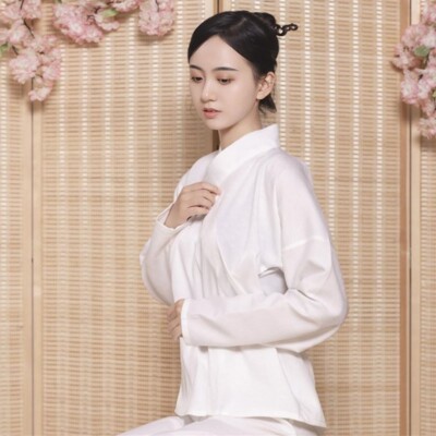 Hanfu Inner Robe White Unisex Shirt Men Women Chinese Traditional Ming Dynasty