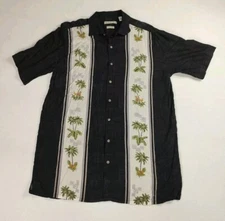 Batik Bay Mens LT Hawaiian Camp Palm Tree Cocktail Rayon Button Aloha Cuban