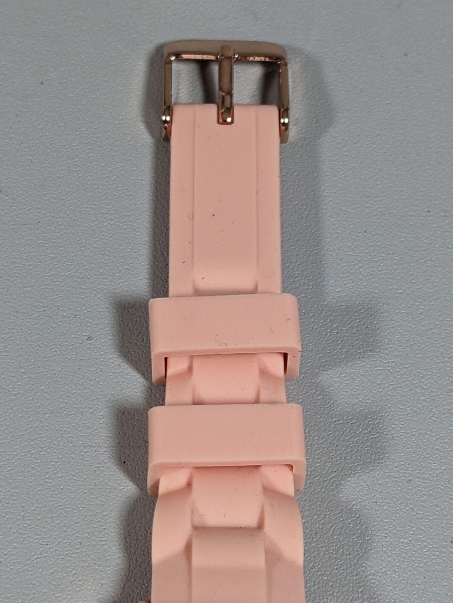 Auriol Pink Dial Rose Gold Tone Case Silicone Band Watch | eBay display picture 1