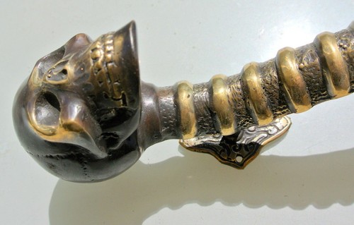 SKULL handle DOOR PULL spine solid 100% BRASS old vintage bronze style 28 cm - Picture 11 of 15