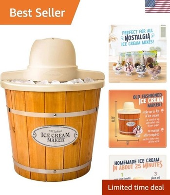 Old Fashioned Electric Ice Cream Maker - Make Delicious Frozen Treats in Minutes