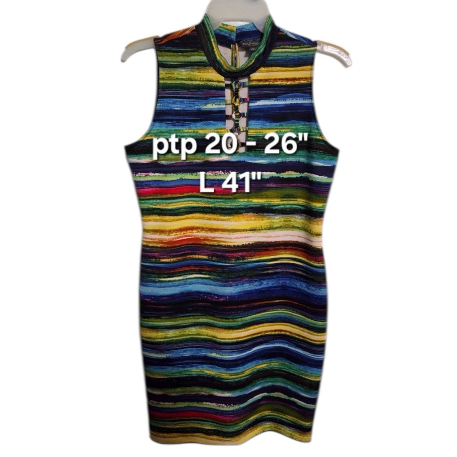 Bold Elements Multi-colored Striped Fitted Curvy … - image 5