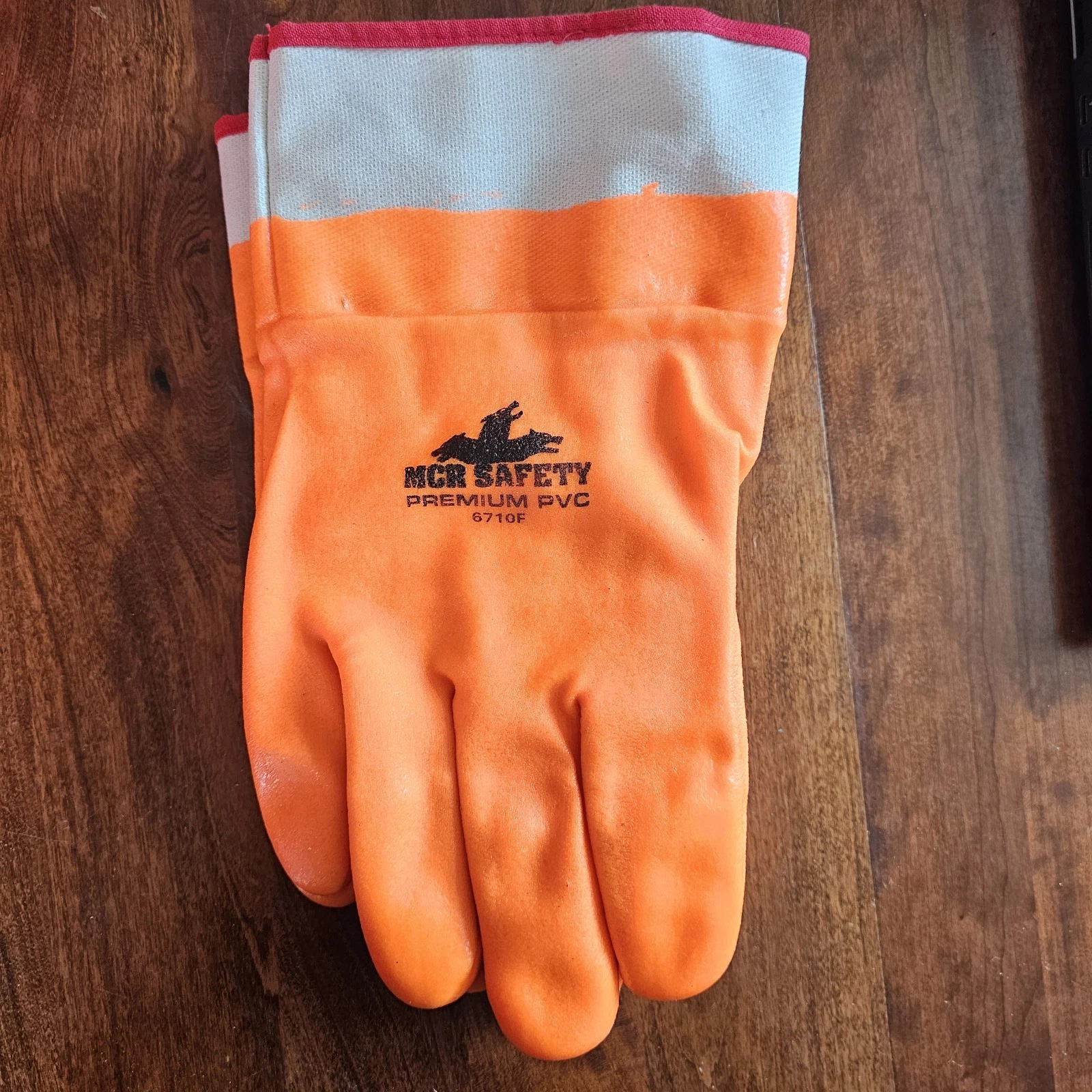 MCR Safety 6710F PVC Foam Lined Work Gloves Orange Gauntlet Waterproof 12 - 1 dz