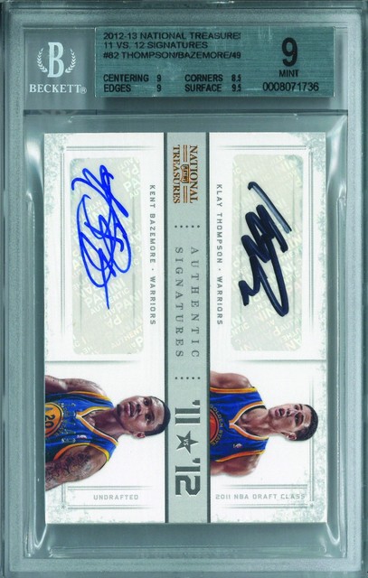 2012-13 National Treasures Klay Thompson Kent Bazemore Rookie Auto BGS 9 #10/49