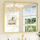 Gold Bathroom Mirror 42x36" Brushed Brass Rounded Rectangle Wall Vanity Mirror