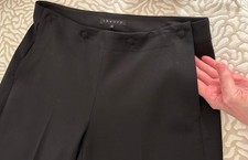 VTG Theory Flared Dress Pants Wool Black Size 4 Stretch Wide Leg - FAB 