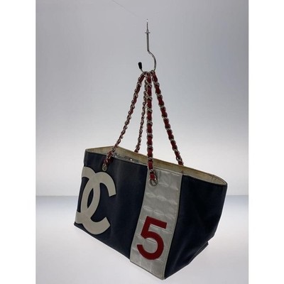 CHANEL Chain Tote Bag No.5 Handbag Coco Mark Navy Made In Italy | eBay