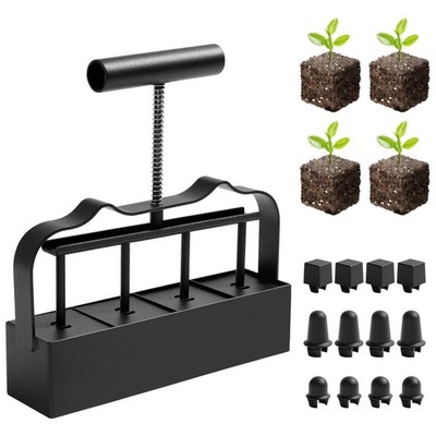 Soil Blocker for Seed Starting 4 Cell - 2 Inch Soil Block Maker with Ergonomic H