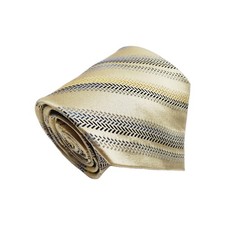 Ferucci Gold Stripe Pattern Men's Silk Necktie Jacquard Fabric 57x4"