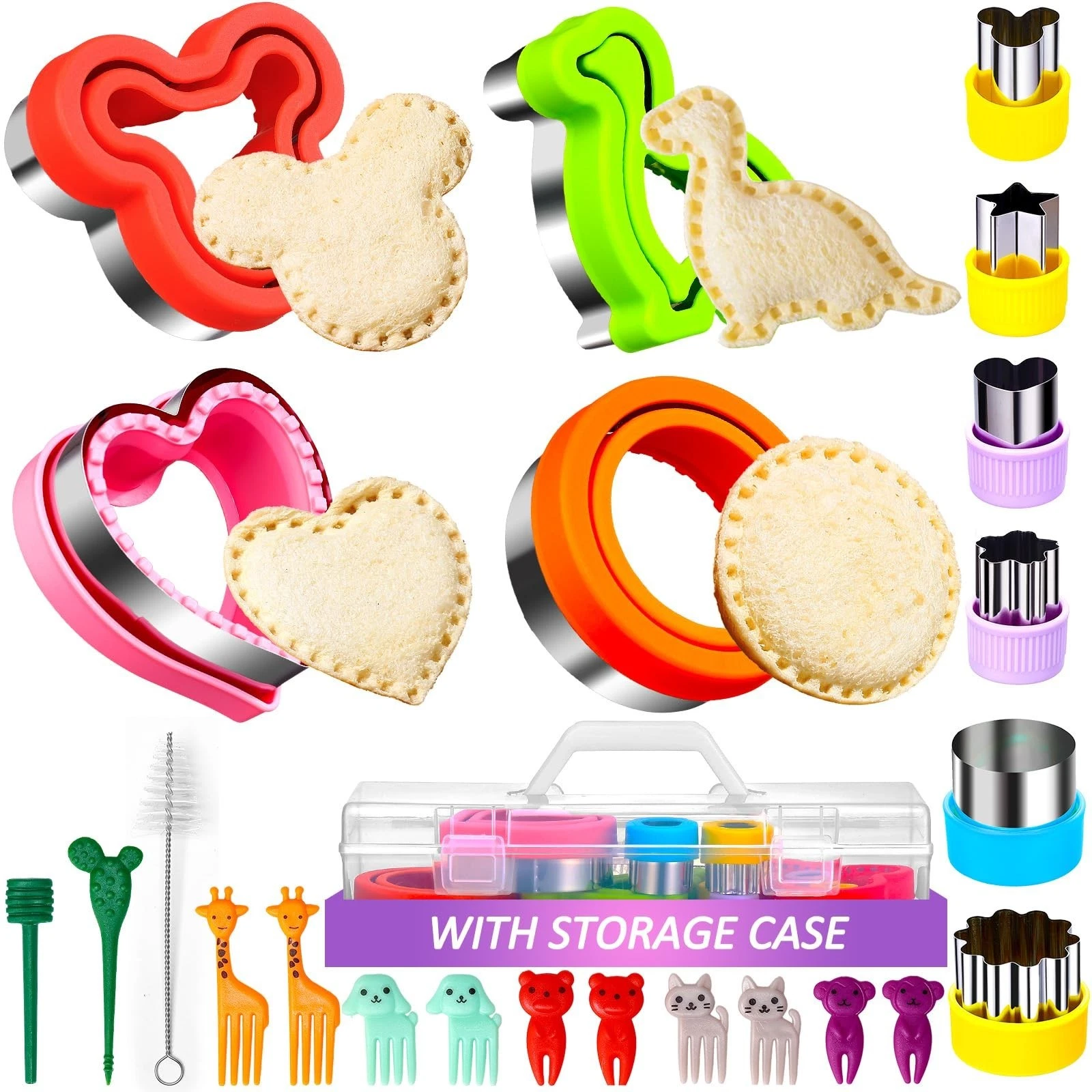 Sandwich Cutter and Sealer with Storage Case, Sandwich Maker, 24 Pcs Crustles...