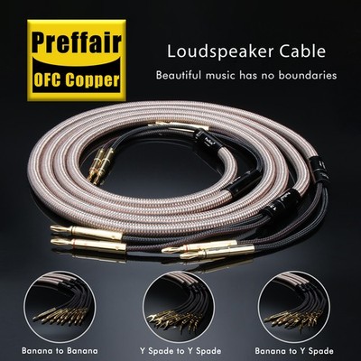 1 Pair OFC HiFi Audio Lautsprecher Kabel mit Vergoldet Banane Stecker