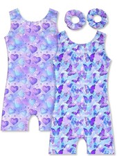 Gymnastics Leotard for Girls Dance Biketard Unitards 2 Pack Tumbling Outfits ...
