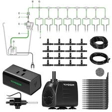 VIVOSUN Self Watering Hose Kit Automatic Drip Irrigation 16 Emitter A10 Control
