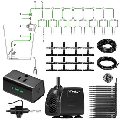 VIVOSUN Automatic Drip Irrigation Kit Watering System w/ 16 Emitters A10 Control