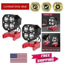 Cordless LED Work Light Set - 2 Pack, 40W Output, Compatible with 18V Batteries
