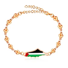 Palestine Flag Bracelet, Enamel Map, Muslim Gifts for Women, Adjustable Chain Je
