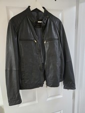 Brand New Massimo Dutti Black Leather Jacket size L