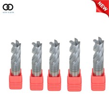 5Pcs 1/2" 4 Flute 1-1/4" LOC Carbide End Mill 3" Overall Length-TiALN COATED
