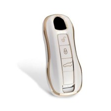 Smart Key Fob Case Protective Cover Compatible with Porsche 911 Cayenne White