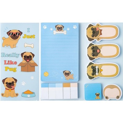 Kartoon Mops Haftnotizen Set - 550 Blätter Selbstklebende Notizzettel Bürobed...