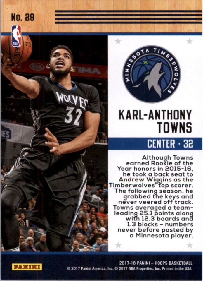 2017-18 Hoops Team Leaders #29 Karl-Anthony Towns - BSK - Image 2 of 2