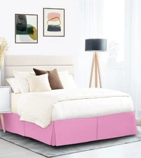 Twin Size Tailored Bed skirt 14" drop 5 pleats PINK POLY COTTON (RTSG)