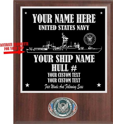 USS BAINBRIDGE DLGN-25  12'' X 15'' Custom Engraved Cherry Finish Plaque