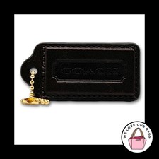 2.5" Large COACH Mahogany Brown Leather Brass Fob Bag Charm Keychain Hang Tag