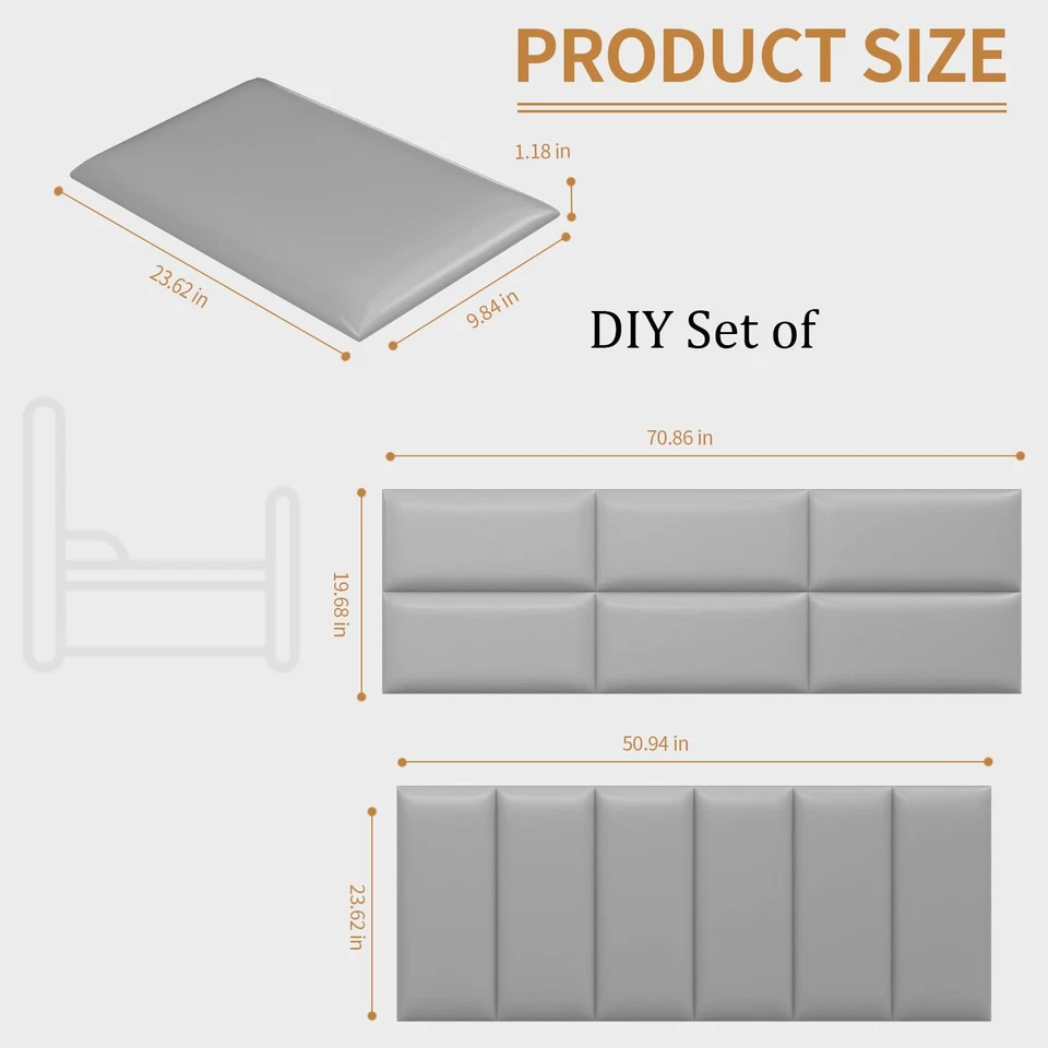 Cabeceros Panel de Pared para Twin, -Panel Tapizado 3D Adhesivo para Dormitorio/Li... Foto 4 de 4