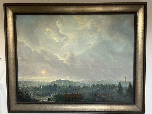 Vintage Gemälde Berlin Teufelsberg Romantiker Szene Ölbild um 1960 #725