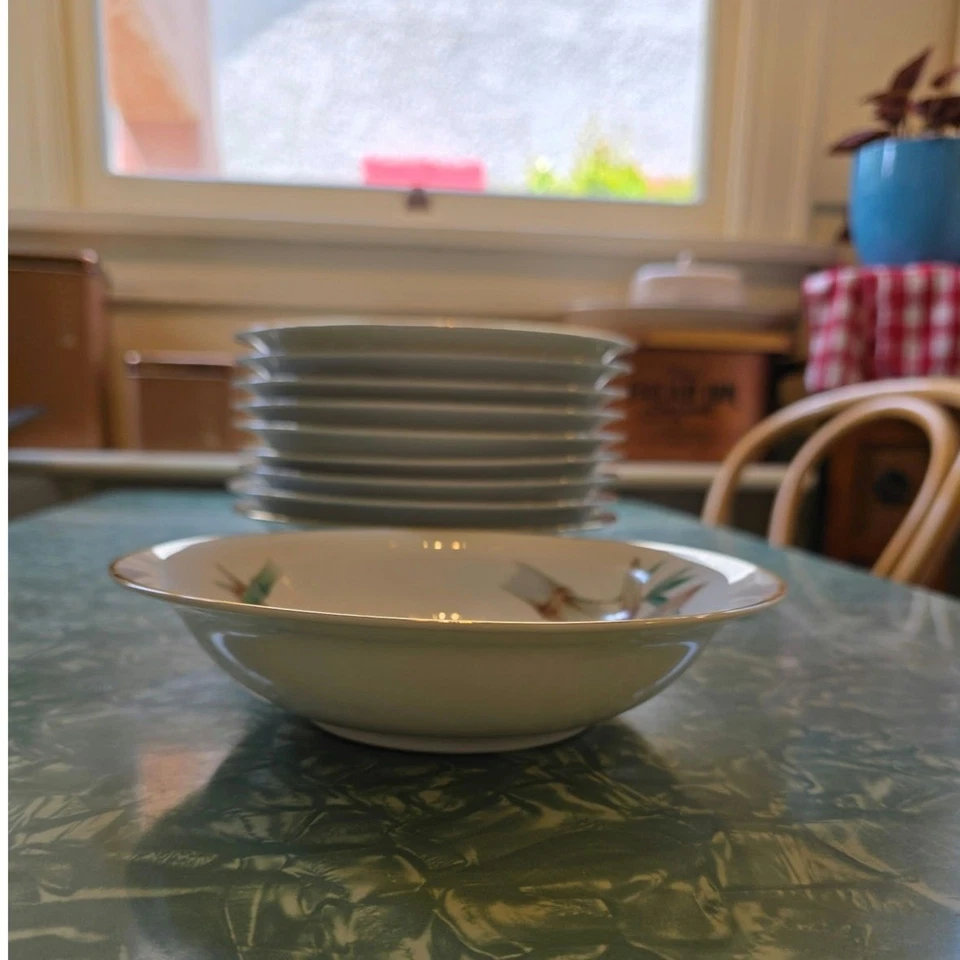 Cuencos de ensalada/sopa Noritake 5027 Cantón Bambú Japón Borde Dorado Foto 3 de 4