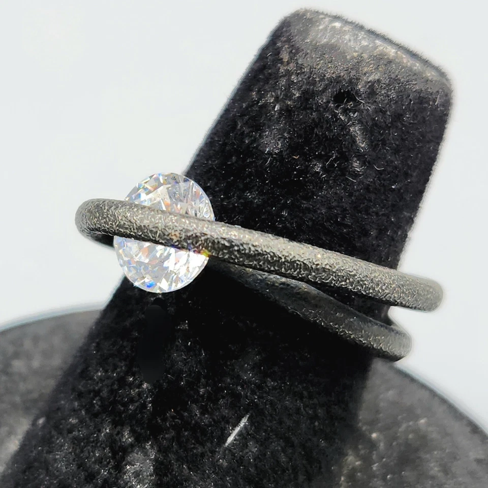 Anillo Bora Yasar Oxidada Plata Esterlina Cruzada Sobre Tensión Talla 6 4.7g Foto 2 de 4