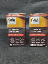 Lot Of 2  Gaia Herbs Turmeric Supreme Extra Strength 60 Total Vegan Phyto Caps