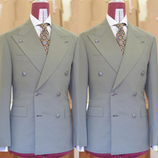 Wide Peak Lapel Men Suits Offical 2Pcs Business Workwear Formal Jacket Tuxedo