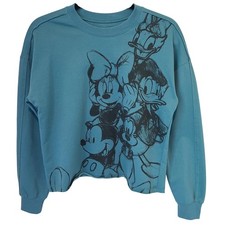 Disney Mickey And Friends Cropped Teal Disney Character Sweatshirt Minnie XS